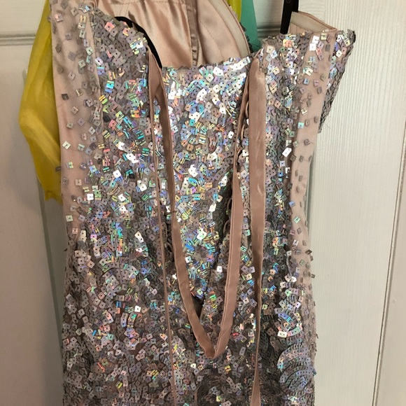 Beige with silver sequins Gown - Picture 3 of 6